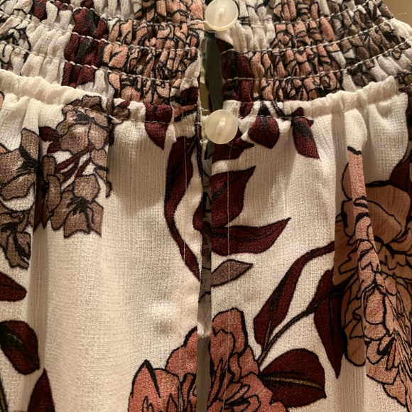 Ann Taylor S ivory mauve olive floral shell blouse - Picture 5 of 7